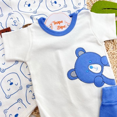  CONJ. DE MALHA 3 PEÇAS - Bear - Azul Jeans e Off White
